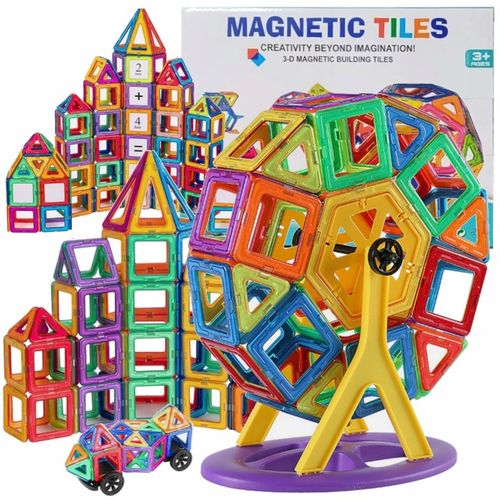 KLOCKI MAGNETYCZNE 3D koło młyńskie pojazdy ZESTAW Magnetic Tiles 72 el. na Arena.pl