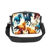 Torebka Konie Kolorowe - Stylowa Torebka Prostokątna Kolor ekoskóry - czarny