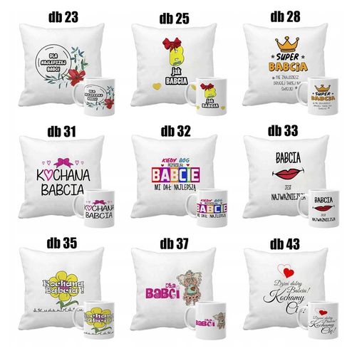 Zestaw 2 poduszki 2 kubki z nadrukiem prezent Dzień Dziadka i Babci wzory na Arena.pl