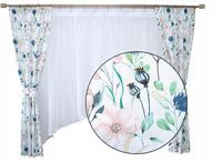 Komplet firana dziecięca dla dziewczynki KWIETNA ŁĄKA kwiaty DELIKATNA