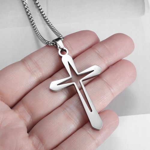 ŁAŃCUSZEK Z KRZYŻYKIEM Srebrny Męski Krzyż Łańcuch Naszyjnik WŁOSKI GRATIS na Arena.pl