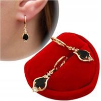 Złote kolczyki czarne łezki w cyrkoniach codzienne antyalergiczne pozłacane