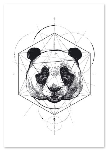 Plakat portret panda geometria 21x29,7 cm A4 na Arena.pl