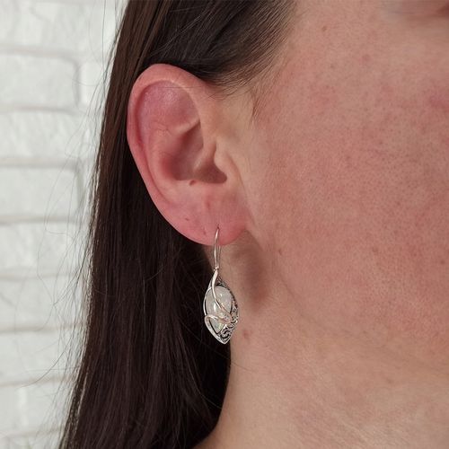 Kolczyki srebrne z opalem bigiel opal AB srebro 925 na Arena.pl