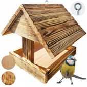 BUDKA DOMEK KARMNIKI DLA PTAKÓW z drewna opalanego na okno, parapet, balkon