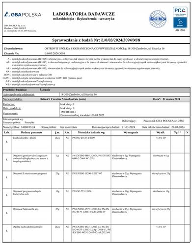 OstroVit Creatine Monohydrate 500 g KREATYNA na Arena.pl