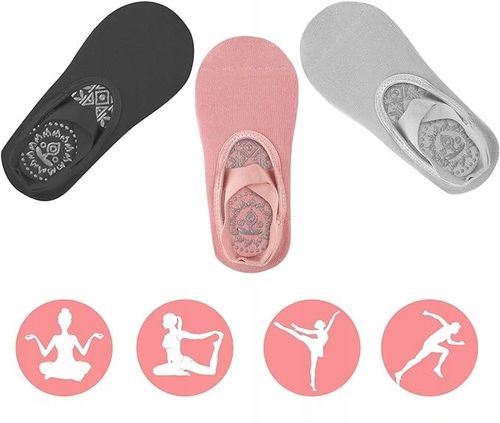 SKARPETKI DO JOGI SKARPETKI DAMSKIE DO TAŃCA DO TAŃCA PILATES x 3 pary na Arena.pl