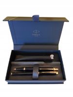 ZESTAW DŁUGOPIS + PIÓRO WIECZNE IM CZARNY GT W OZDOBNYM ETUI PARKER
