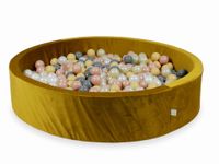 Suchy basen z piłeczkami 600 sztuk 130x30 Velvet zloty (beżowe, różowozłote, jasnozłote, perłowe, szare)