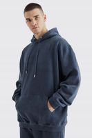 BLUZA DRESOWA SZARA Z KAPTUREM EFEKT SPRANIA GŁADKA PROSTA BOOHOOMAN XL