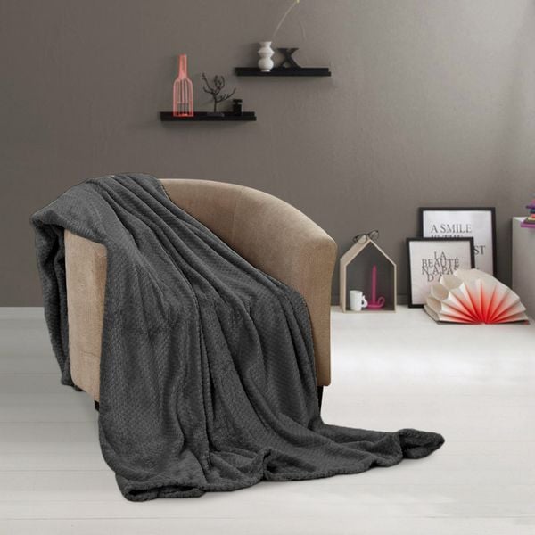 Koc Z Mikrofibry Henry 160X200 - Ciemnoszary zdjęcie 1