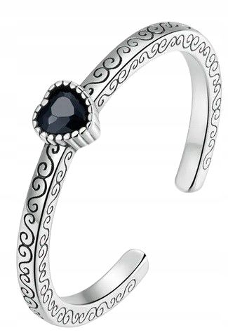 Pierścionek Czarne Serce srebro regulowany s925 +pudełko zdjęcie 6