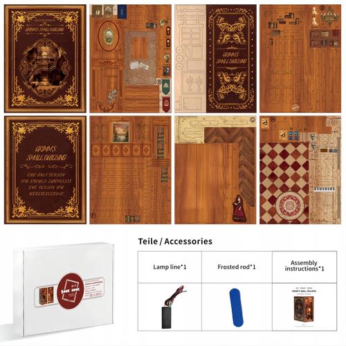 PUZZLE 3D PODPÓRKA DO KSIĄŻEK LED DIY MINIATUROWY DOMEK DREWNIANY BV02-003 na Arena.pl
