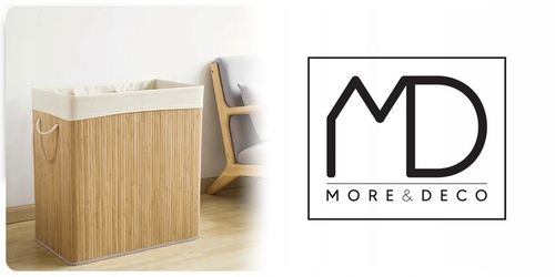 Kosz na pranie składany bambusowy pojemnik brudną bieliznę duży 3 na Arena.pl