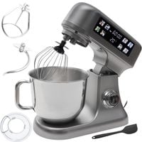 Robot planetarny kuchenny mikser z misą 6l panel LED waga łopatka srebrny