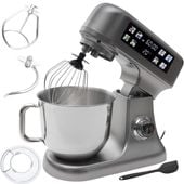 Robot planetarny kuchenny mikser z misą 6l panel LED waga łopatka srebrny