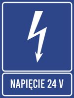 Tablica informacyjna Napięcie 24V grawer piktogram 20x15 cm dużo wzorów