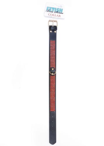 fetish b   series collar with crystals 3 cm red line na Arena.pl