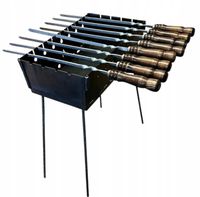 Mangal Grill Walizka na 8 Szampury, Gruby 3 mm. Szpiculce w zestawie