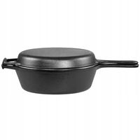 PATELNIA ŻELIWNA GŁĘBOKA RONDEL 2W1 NA INDUKCJE GAZ PIEKARNIK GARNEK 26CM