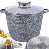 DUŻY GARNEK MARMUROWY Z POKRYWKA INDUKCJA GAZ NON-STICK AROMA KNOB 28cm