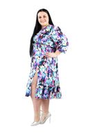 Sukienka w kwiaty z guziczkami Melinda Niebieska UNI