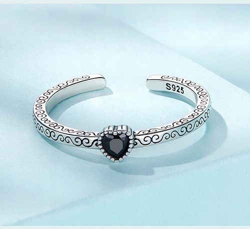 Pierścionek Srebrny 925 Z Serce Wzór Pierścionki Srebrne Regulowany Srebro na Arena.pl