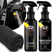 K2 PURIO +SATINA PRO PŁYN DRESSING DO CZYSZCZENIA KOKPITU PLASTIKÓW WNĘTRZA