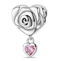 Zawieszka SREBRO 925 Koralik Charms Róża z Sercem