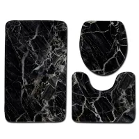 DYWANIKI ŁAZIENKOWE ZESTAW 3 SZT. CZARNY MARMUR BAT-MAT-SET04