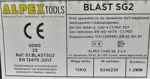 Drut spawalniczy do spawania MIG / MAG BLAST SG2 G3Si1 1,0 mm 5 kg na Arena.pl
