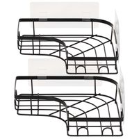 Półka łazienkowa, pod prysznic, wisząca zestaw 2 szt. narożna czarna