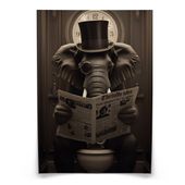 PLAKAT DO ŁAZIENKI SŁOŃ W WC Z GAZETĄ STYL RETRO ABSTRAKCJA 50cm x 70cm