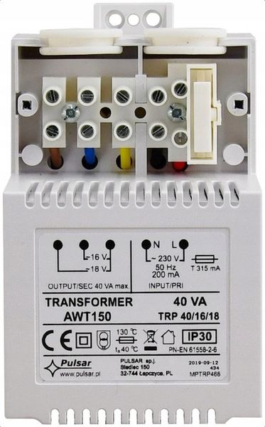 TRANSFORMATOR SIECIOWY PULSAR AWT150 40VA/16V/18V zdjęcie 3