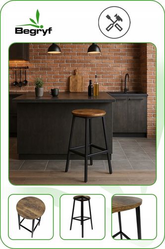 TABORET niski ciemny brąz STOŁEK BAROWY do jadalni do kuchni KRZESŁO na Arena.pl