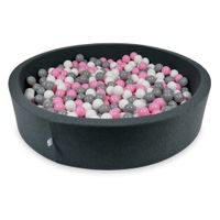 Suchy basen 130x30cm grafitowy z piłeczkami 600szt (pudrowo różowe, szare, białe)