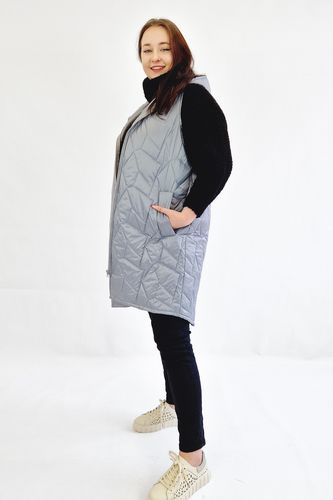 Kamizelka Pikowana Długa Plus Size Popielata 48 na Arena.pl