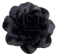 BROSZKA PRZYPINKA RÓŻA DUŻA 20 CM KWIAT SATYNOWA CZARNA ELEGANCKA