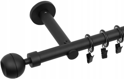 KARNISZ POJEDYNCZY 200 CM 19 MM CZARNY MAT BIAŁY MAT WYBÓR ZAKOŃCZEŃ RENA na Arena.pl