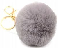 BRELOK futrzany pompon futerko do torebki torby  B133_Szary