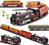 Realistyczna Kolejka Rail King - Parowóz + 3 Wagony