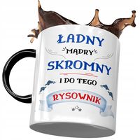 Kubek Czarny Dla Rysownika Ładny Mądry Skromny Z Nadrukiem Ze Zdjęciem