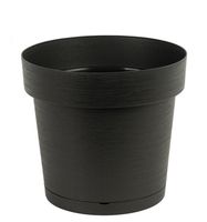 Doniczka plastikowa z podstawką 25 cm tworzywo sztuczne antracytowy matowy