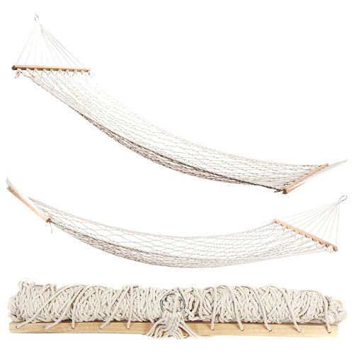 KLASYCZNY SIATECZKOWY HAMAK RETRO ECRU BOHO PODUSZKA na Arena.pl