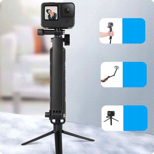 Selfie Stick Kijek Uchwyt 3WAY Statyw do GoPro 12 11 10 9 8 7 6 DJI Insta zdjęcie 4