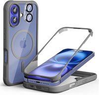 Etui 360° iPhone 16 Plus MagSafe + szkło aparatu szare Leedia