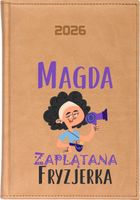 KALENDARZ A5 2026 DZIENNY terminarz z nadrukiem PREZENT DLA FRYZJERKI IMIĘ