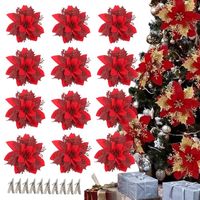 12X SZTUCZNE KWIATY DEKORACJE BOŻE NARODZENIE NA CHOINKĘ GWIAZDA PREZENTY