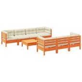 8-cz. zestaw wypoczynkowy do ogrodu, z poduszkami, woskowy brąz