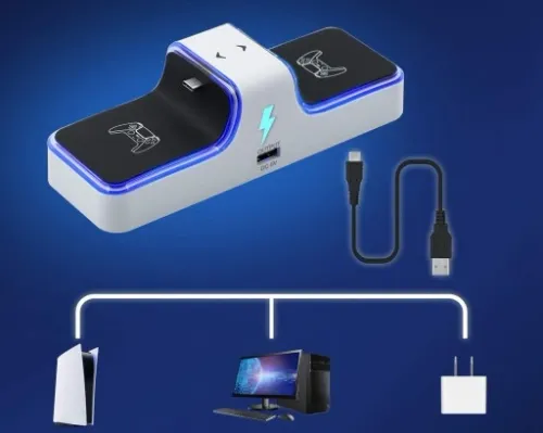 Ładowarka PS5 do Padów DualSense Stacja Dokująca Kontrolerów PODŚWIETLANA na Arena.pl